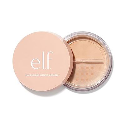 e.l.f., Halo Glow - Polvo fijador, sedoso, ligero, difuminado, suaviza, minimiza los poros y las líneas finas, crea un efecto de enfoque suave, medio, acabado semimate de 6,8 g