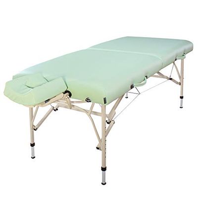 Master Massage Belo Air Mobiel massagebed, 71 cm, inklapbaar, van lichtgewicht aluminium, ideaal voor het transporteren van praktijk, wellnessspa, in Lily Green draagbare beauty bed massage tafel