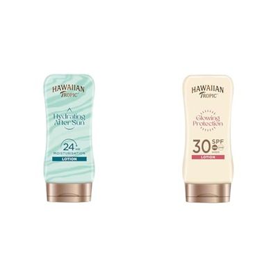 Hawaiian Tropic Crema Doposole Idratante con Aloe, 180ml & SATIN PROTECTION SUN LOTION SPF 30-180 ml