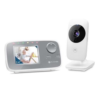 Motorola Nursery VM482 Baby monitor con telecamera, schermo a colori 2.4 pollici, 1080p, visione notturna a infrarossi, zoom digitale, temperatura, Solo movimento, Bianco