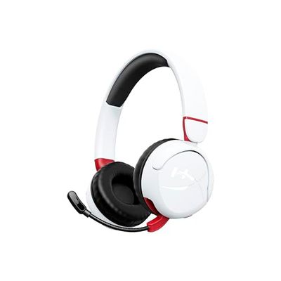 HyperX Cloud Mini Wireless - Auriculares gaming inalámbricos para niños, límite volumen 85dB, para PC/Switch/PS/Chromebook/Xbox/Móvil, Blanco