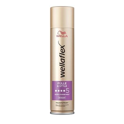 Wellaflex Lacca per capelli da donna, fino a 48 ore, tenuta ultra forte, per capelli pieni e voluminosi, delicata sul cuoio capelluto, dermatologicamente testata, formula vegana, grado di tenuta 5,