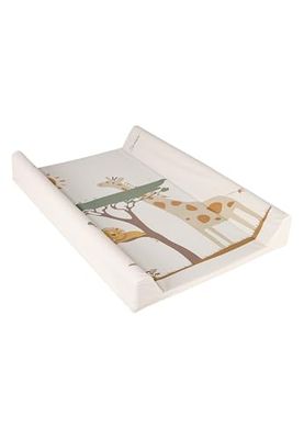 Sterntaler Safari Matelas à langer, pour bébé, matériau extérieur facile d'entretien et lavable, avec motif imprimé girafe et lion, rembourré pour un maximum de confort, écru