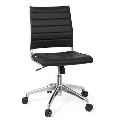 hjh OFFICE Trisha 720002 Professionele bureaustoel van kunstleer, zwart, moderne draaistoel zonder armleuningen, gewatteerde bekleding