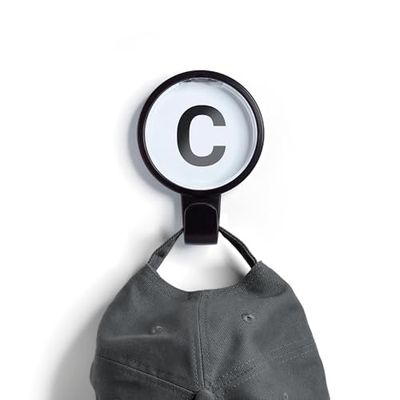 Ozio ABC - Appendiabiti con Lettere da Parete, Attacca panni da Muro, Gancio Appendi Abiti di Design, Ganci Appendiabiti Colorati, Appendiabiti Bambini - Nero