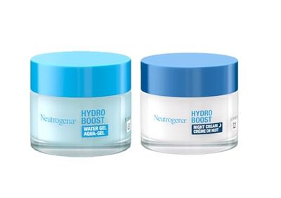 Neutrogena Hydro Boost Day and Night Hydration Regime Set for Dry Skin, Water Gel Moisturiser and Sleeping Cream, Purified With Hyaluronic Acid, Developed with Dermatologists, 25 ml (Pack of 2)