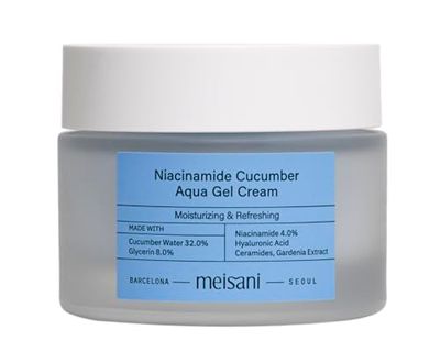Meisani Niacinamide Cucumber Aqua Gel Cream, Crema viso rinfrescante con cetriolo e niacinamide, texture gel (50 ml)