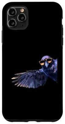 Raven drôle avec lunettes de soleil par les amateurs d'oiseaux sauvages latéraux Coque pour iPhone 11 Pro Max