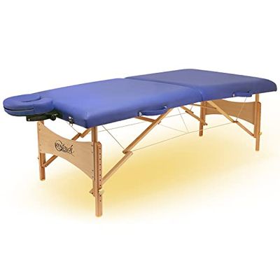 Master Massage Brady Table de Massage Mobile Pliable avec éclairage d'ambiance en Bois, Polyuréthane, Bleu, 69 cm