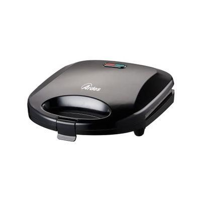 ARDES Torradeira elétrica profissional de ferro sanduicheira compacto torradeira com placas antiaderentes ferro elétrico para lanches, sandes e pão «piadina» cor preta modelo AR1S10