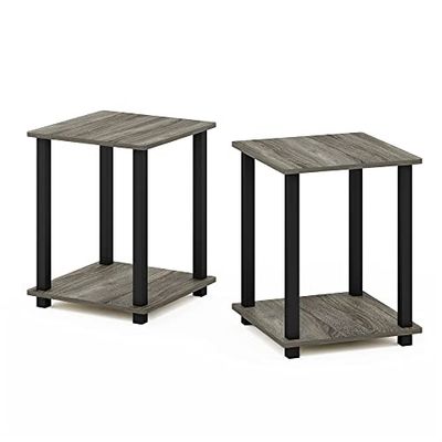 Furinno Simplistic Mesa auxiliar, madeira composta, carvalho francês cinzento/preto, tamanho único