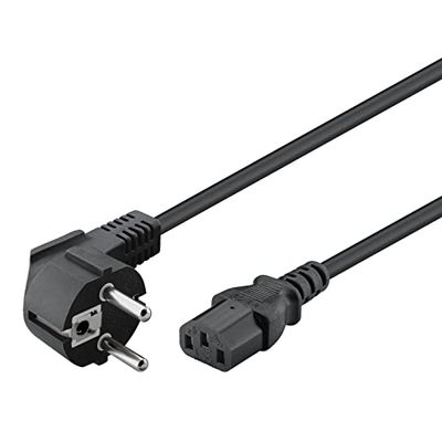 Goobay 50078 IEC-kabel 2,5 m/C13 IEC-uttag & 90 graders skyddskontakt vinkelkontakt/universell PC skärm PC strömkabel C13 strömkabel/svart/2,5 m