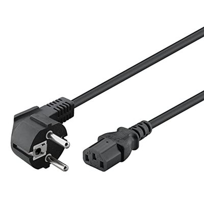 Goobay 95142 IEC-kabel 3 m/C13 IEC-uttag & 90 graders skyddskontakt vinkelkontakt/universell PC monitor PC strömkabel C13 strömkabel/svart/3 m