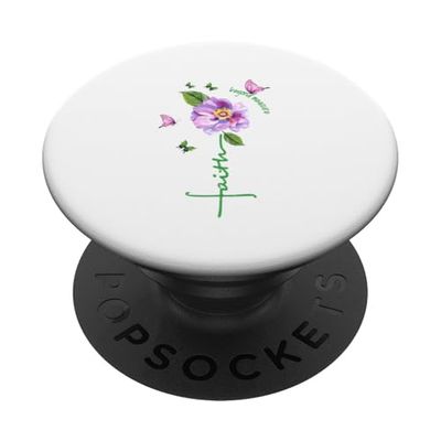 Fe Vintage Cruz Floral Mariposas Flores Cristianos PopSockets PopGrip Adhesivo