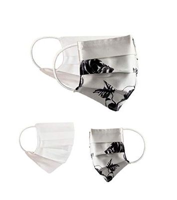 Community Masks 2-pack set unisex makeshift mask reversible mouth protection mask mouth and nose protection reversible mask with print cotton BCI washable,White