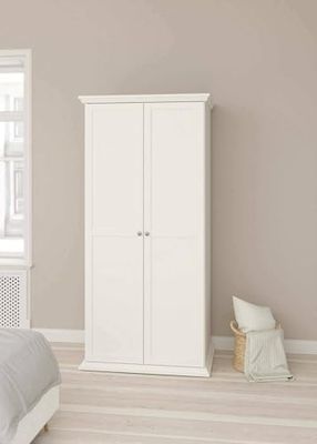 Dmora - Guardaroba 2 Ante Daphne, Mobile Camera da Letto, Cabina Armadio portabiti, Armadio Appendiabiti, 96x63 h200 cm, Bianco