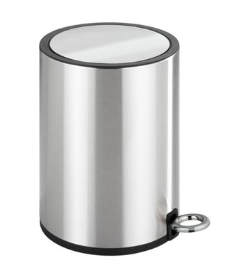 WENKO Poubelle cosmétique Mod. Monza | Poubelle salle de bain inox avec abattant doux | Poubelle 3L pour salle de bain | Acier inoxydable brillant | DIM (l x h x p) 18,5 x 25,5 x 24,5 cm