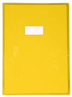 Calligraphe 73204C Un Protège-Cahier Cristalux Jaune - A4 21x29,7 cm - 22/100ème avec Porte-Étiquette - PVC Transparent Lisse