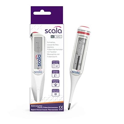 scala Cyfrowy termometr gorączkowy SC 1493 flex 10 s, wyświetlacz Classic, biały