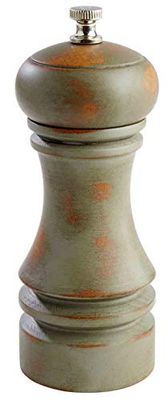 Molinillo de pimienta APS "Professional Vintage", (Ø x Alto): 5,5 x 15 cm, 200 g, molinillo de especias de madera de haya, molinillo de acero al carbono, molienda infinitamente ajustable, verde lima