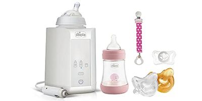 Chicco Perfect 5 starterset, meisjes, antieke fles, clip, flessenwarmer, rubber, roze