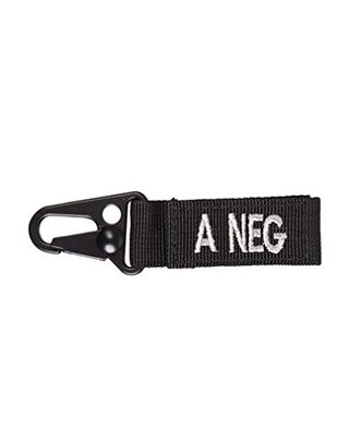 Mil-Tec Tact. Porte-clés Groupe sanguin Pack of 5 (Noir/A Negativ)
