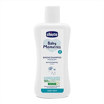 Chicco Baby Moments Bagno Shampoo Senza Lacrime per Cute Sensibile e Capelli Sottili dei Neonati, Non Irrita Gli Occhi, 0+ Mesi - 200 ml