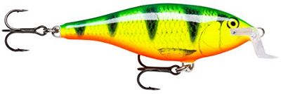 Rapala - Leurre de Pêche Super Shad Rap - Matériel de Pêche avec Corps en Balsa - Leurre Pêche d'Eau Douce - Profondeur de Nage de 1,5 à 2,7m - 14cm / 45g - Fabriqué en Estonie - Fire Perch