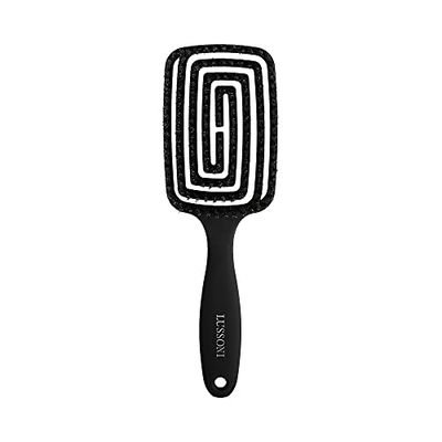 TB TOOLS FOR BEAUTY T4B LUSSONI - Spazzola flessibile per districare i capelli bagnati e asciutti, con setole sintetiche, colore nero (grande)