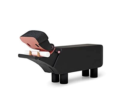 Kay Bojesen Figurki hipopotam 12,5 cm drewniane figurki farba tablicowa lakierowana, czarna