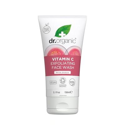 Dr Organic Guava Exfoliating Face Wash, Vitamin C, Brightening, Mens, Womens, Natural, Vegan, Cruelty-Free, Paraben & SLS-Free, Organic, 150ml, Packaging may vary