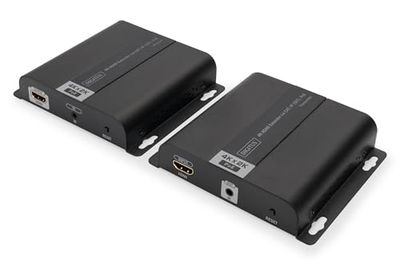 DIGITUS DS-55124 Extensor HDMI - Divisor HDMI - UHD 4K 30 Hz - 120 m via cabo LAN - ilimitado via Ethernet (IP-capaz) - Set: Transmissor e recetor - Loop-Out, infravermelhos IR, PoE