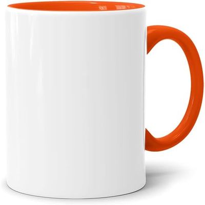Acen Merchandise Lot de 108 tasses à sublimation sans impression en céramique de qualité supérieure - Gobelets à sublimation avec encre - Intérieur et anse orange