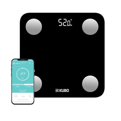 Kubo Balances de graisse corporelle, balance de bain numérique intelligente, Bluetooth, 13 moniteurs de composition corporelle, pour Andriod et iOS, 180 kg, noir