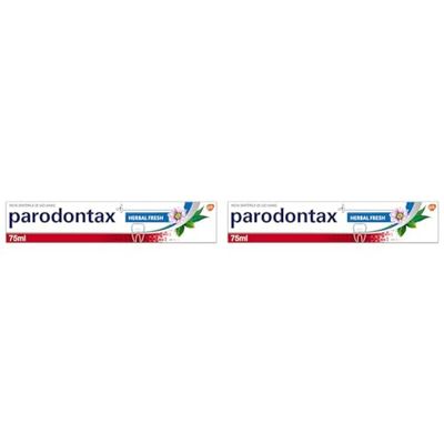 Parodontax Herbal Fresh Pasta de Dientes, Ayuda a Detener y Prevenir el Sangrado de Encías, Sabor a Eucalipto y Menta, 75 ml (Paquete de 2)