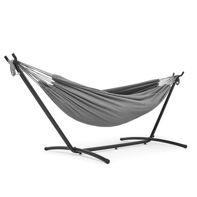 Mondeer Hamac avec Support d'extérieur de Camping Portable, Hammack sur Pied pour Le Camping, la Plage et Les Voyages, 200 kg Capacité de Charge, Grise