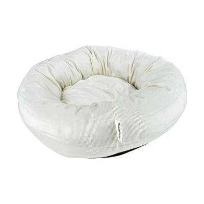 Love Story Poduszka Donut okrągły aksamit prążkowany poliester D55 x wys. 20 cm Crafty Ecru
