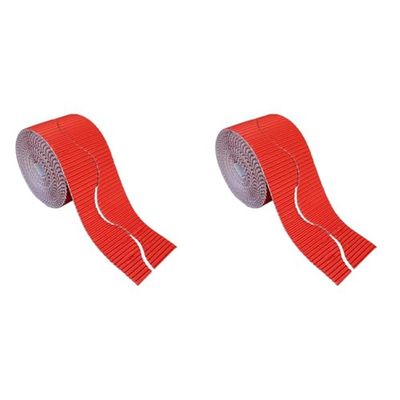 Bright Ideas Corrugated Border Roll for School Displays, Red, 10cm x 7.5m, BI7885 (Pack of 2)