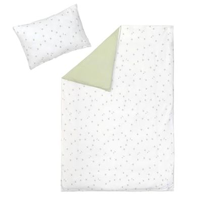 LÄSSIG Parure de lit pour Enfant en Jersey Simple avec Tencel™ Lyocell 2 pièces/Parure de lit Leave Milky/Olive