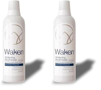 Waken, 500ml Whitening Mouthwash,100% Natural Flavour, with Added Fluoride, No Artificial Colours or Flavourings, Eco-Friendly, Vegan, Recycled Packaging, 100% Recyclable, White, Packaging May Vary