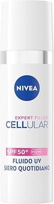 NIVEA Cellular Expert Filler Fluido UV Siero Viso Quotidiano SPF 50 + 30 ml, Siero viso Acido Ialuronico idratante e antirughe, Face serum con SPF50+ contro i segni dell'invecchiamento cutaneo