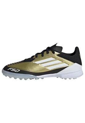 adidas F50 League Messi Football Boots Turf, Scarpe Unisex-Adulto, Gold Metallic/Cloud White/Core Black, 37 1/3 EU