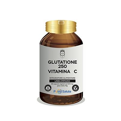 SEB - Glutatione 250 con Vitamina C - Integratore alimentare naturale da 30 capsule da 500 mg - Prodotto in Italia - Senza glutine e 100% Vegan