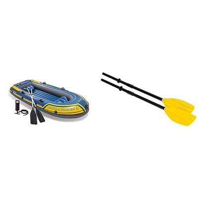 Intex - 68370NP - Set Bateau 3 Places Challenger 3 (Inclus Rames Et Gonfleur) & Paddles demountable 122cm