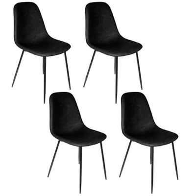 HOME DECO FACTORY, HD66341, Juego de 4 sillas, Modelo ámbar, Limpio y cómodo, Ideal para salón o Comedor, Ligero y fácil de Mover, Dimensiones 54,2 x 85 x 44 cm, Color Negro, Metal