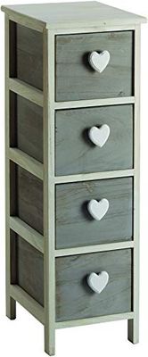 King Collection King Home Commode C/cœur, Gris/Blanc