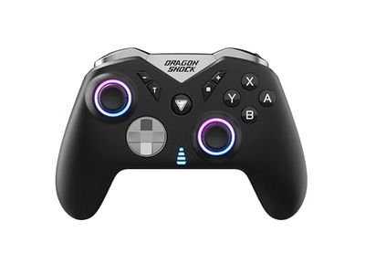 DragonShock - NEBULA PRO - Zwarte gamingcontroller met peddels Bluetooth compatibel met Nintendo Switch/Switch Lite/Switch OLED/PS3/PC/Android - RGB - 6-assige sensor - Turbomodus - 550mAh