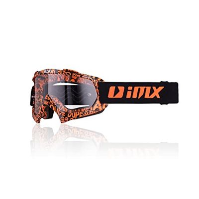 IMX RACING MUD Óculos de motocicleta | Lente transparente | Lente anti-embaciamento e anti-riscas, correia com estampado de silicone, espuma de três camadas, inclui uma lente