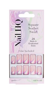 Nail HQ Square Sorbet Swirl Nails