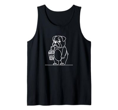 Bulldog inglese minimalista Boba Bubble Tea amante dei cani Canotta